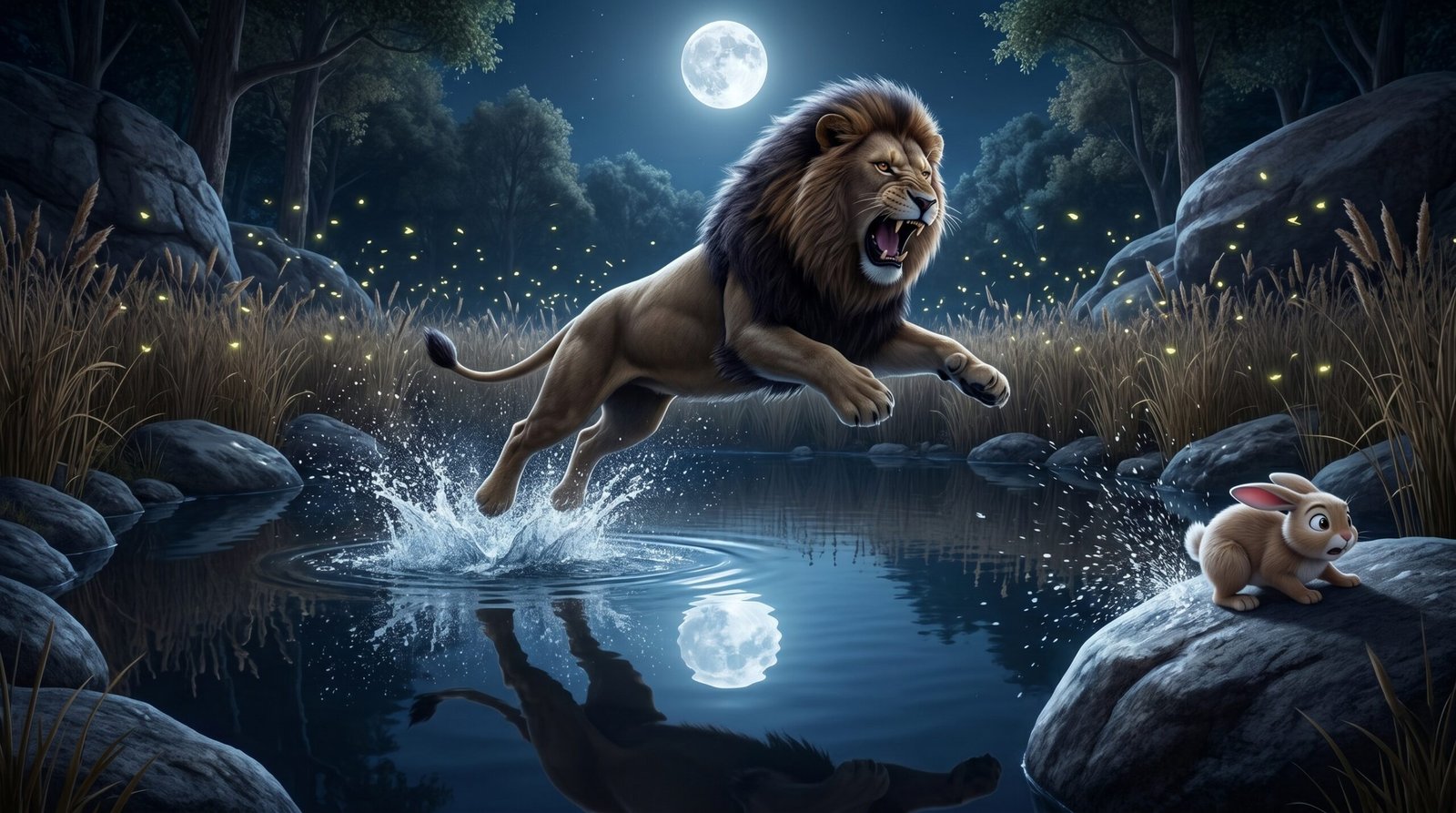 The Small Rabbit Faced the Lion — scene 11