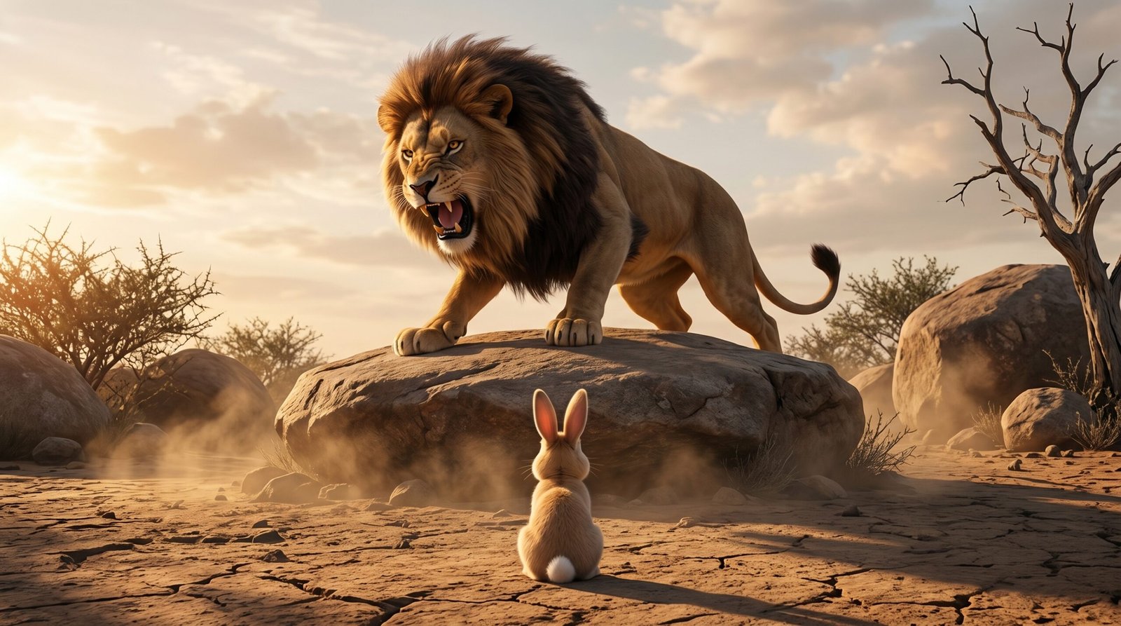 The Small Rabbit Faced the Lion — scene 7