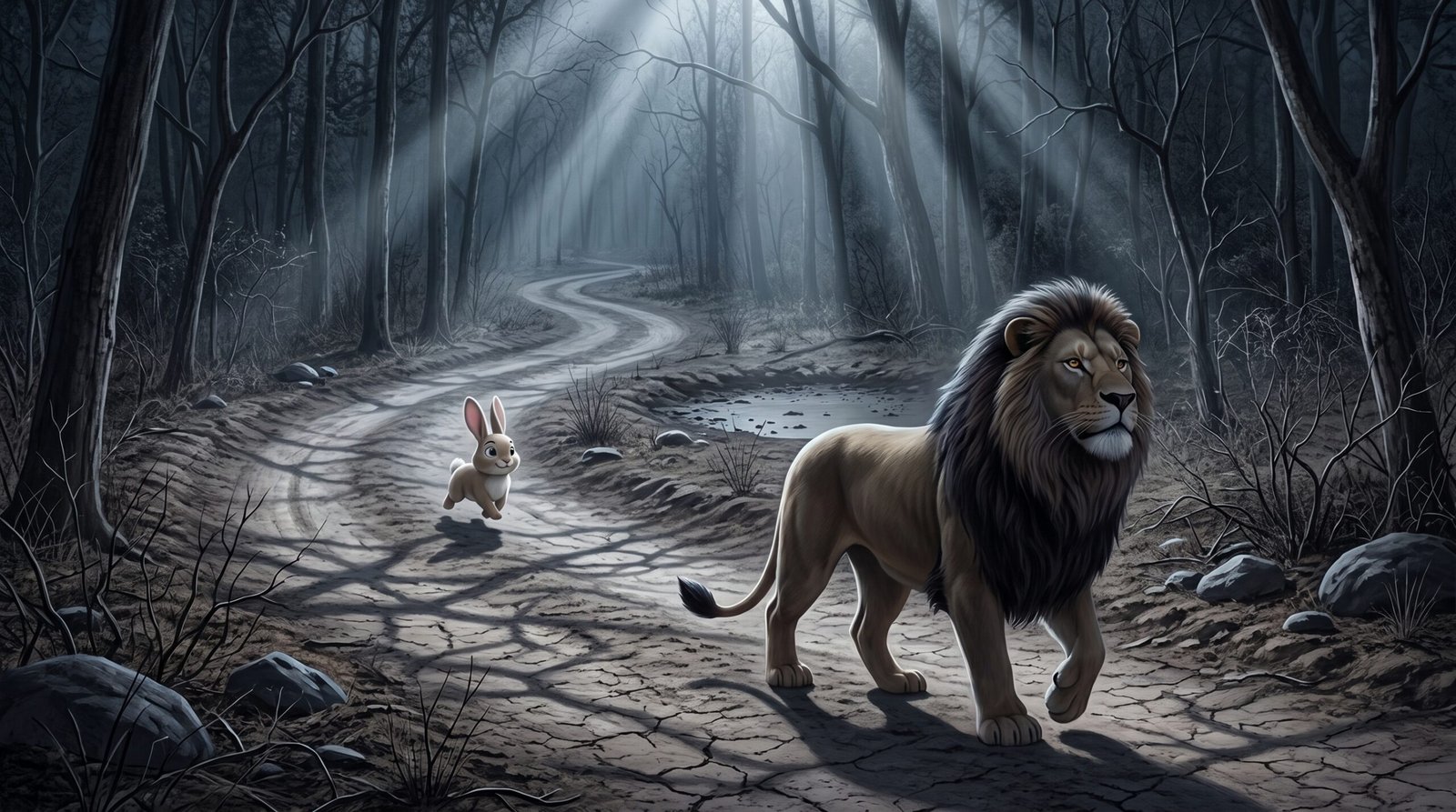 The Small Rabbit Faced the Lion — scene 9